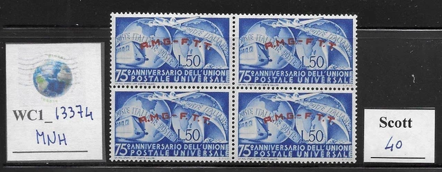 WC1_13374. ITALY: TRIESTE FTT. Block of 1949 UPU. Scott 40. MNH.
