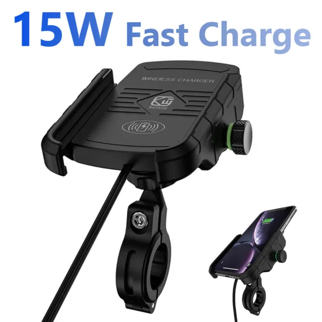 15W Motorcycle Motorbike Phone Holder Charger Fast Wireless Charging Mount CN