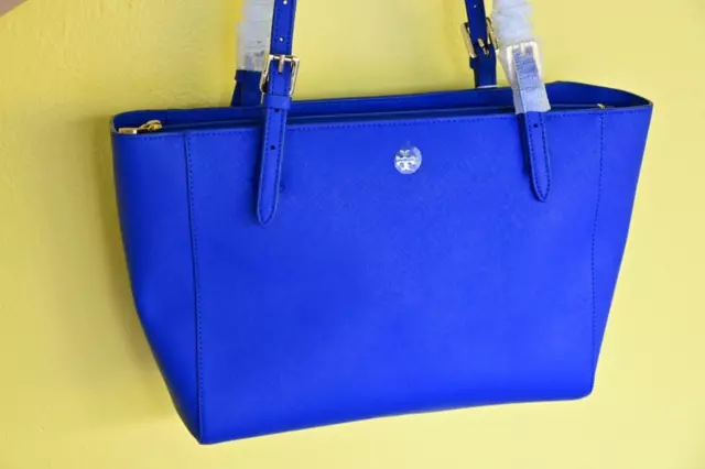 NWT Tory Burch York Small Buckle Tote Bright  Jelly Blue Style No 31149802