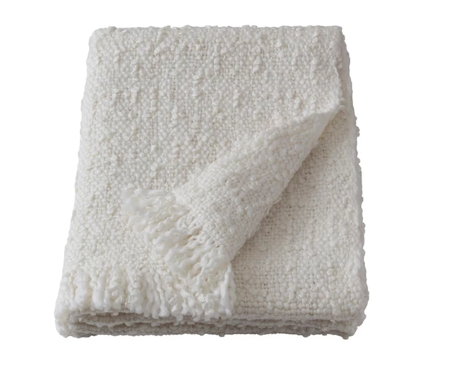 NEW DYSTERMAL Throw Blanket Soft Fuzzy Textured Off-White 51" x 67"