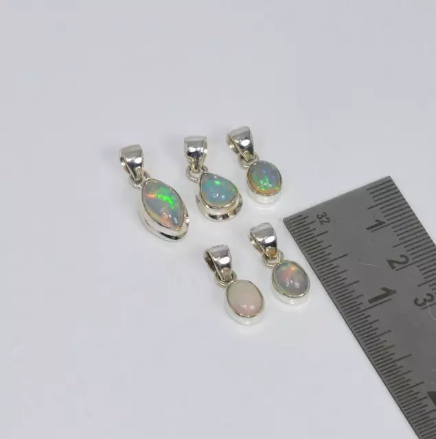 WHOLESALE 5PC 925 SOLID STERLING SILVER NATURAL ETHIOPIAN OPAL PENDANT LOT b404