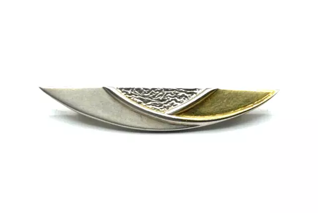 Moderne 925 Silber Brosche Anstecknadel Handarbeit Design teilvergoldet Juwelier