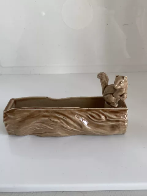 Wade Whimsies Squirrel on a Log Ceramic Dish Tray VINTAGE ANIMAL COLLECTABLES