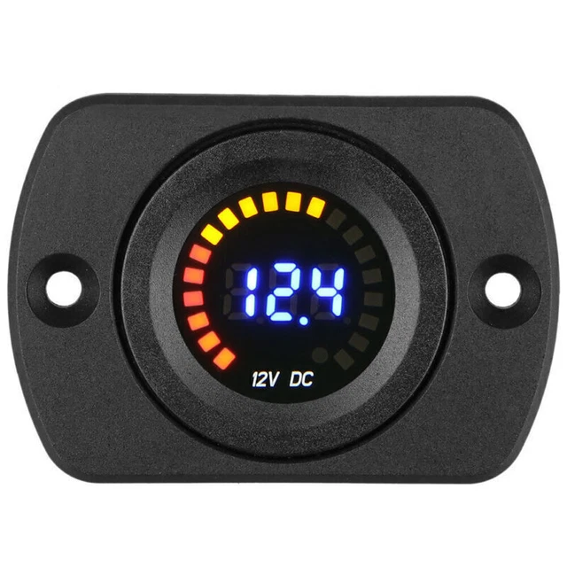 Voltmètre Numérique étanche 12V-150V DC - Affichage LED Rouge - Pour Voiture, Moto, Camping-car - Mini Et Portable