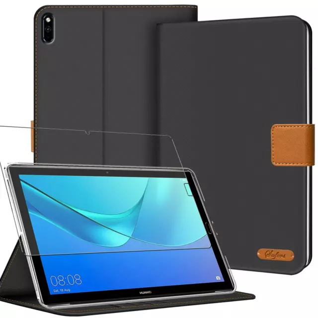 Tablet Schutz Hülle Für HUAWEI Klapp Tasche Slim Cover Case Glas Schutzfolie