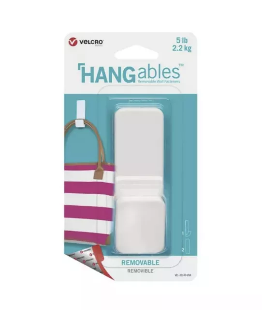Velcro Brand VEL-30140 White Adhesive Storage/Utility Hook 5 lbs. (5 Pack)
