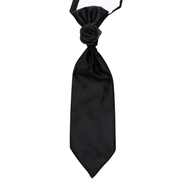 Women Solid Color Satin Cravat Rose Knot Pre-tied Necktie Adjustable Ascot Tie