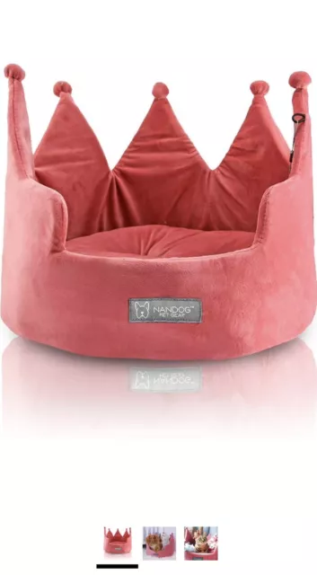Plush Crown Pet Bed Dog or Cat Pink  by NANDOG Pet Gear NWT