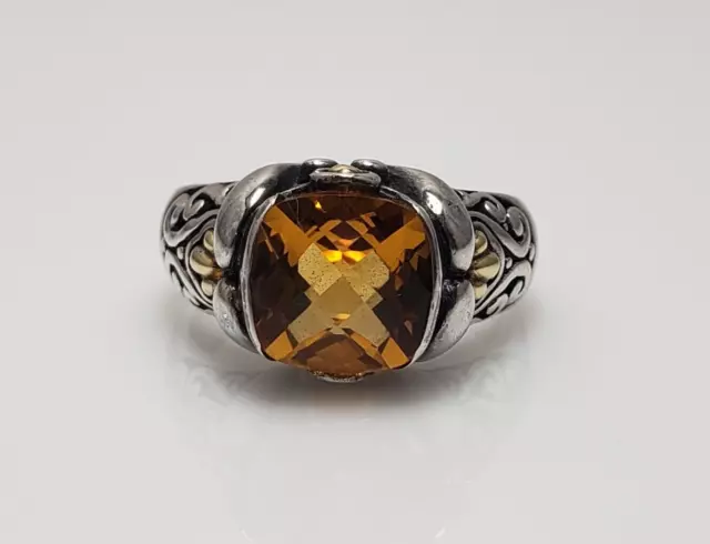 Samuel B Benham BJC Sterling Silver 18k Yellow Gold Citrine Ring Size 8