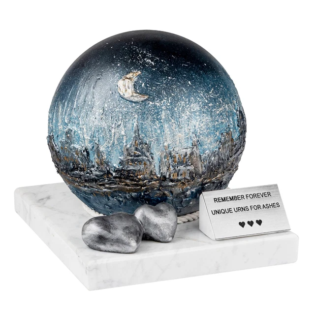 Denkmal Künstlerisch Urne für Asche Mit Mond Und Stadt Decor Cremate Beerdigung