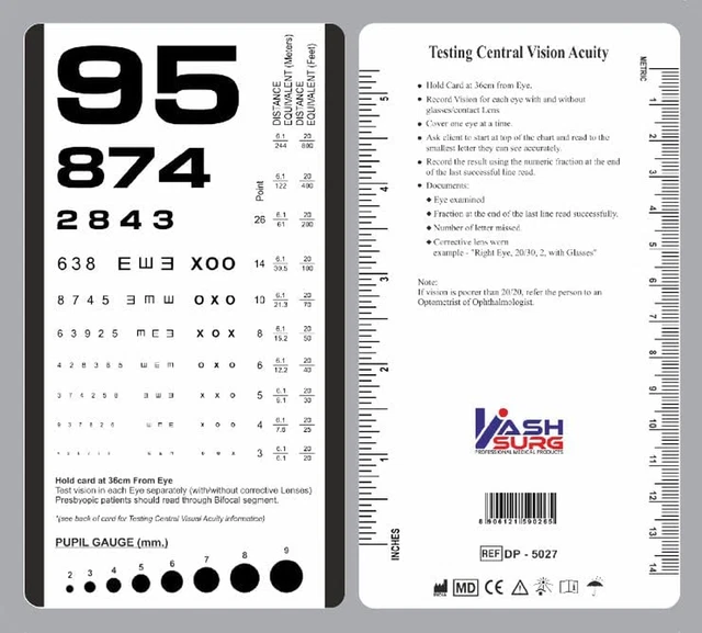 Rosenbaum Pocket Size Plastic Eye Chart, 6 3/8" X 3 ½"