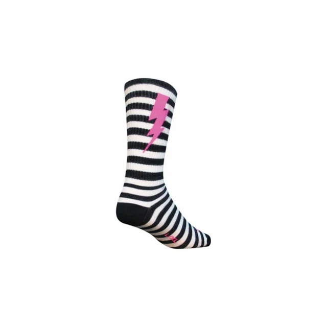 SockGuy - Wool Lightning Unisex Durable Itch Free 8 inch Socks - Black/White
