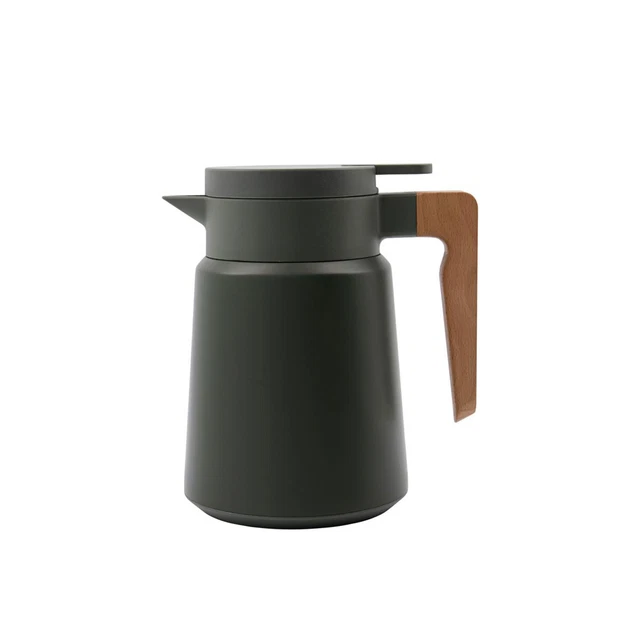 House Doctor - Termo Mango de madera verde | Diseño Cafetera Acero Inoxidable 1.0 L