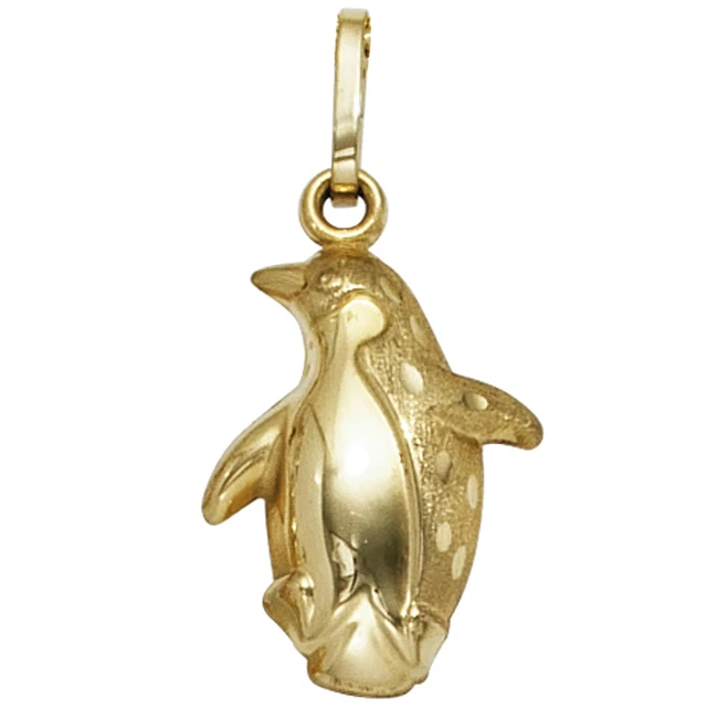 JOBO  "37895" Kinder Anhänger Pinguin 333 Gold Gelbgold teil matt Kinderanhänger