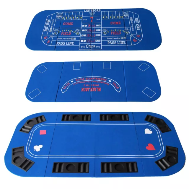 INO Design 63" Folding Casino Game Poker Table Top Blue (Poker/Blackjack/Crap)