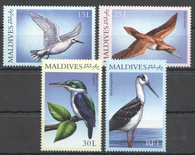 134.MALDIVES Ensemble / 4 Tampon Oiseaux .mnh