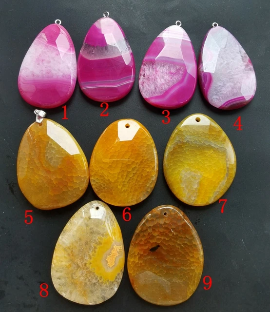Teardrop dragon Vein agate stone pendant,purple pink/orange,Amulet rope necklace