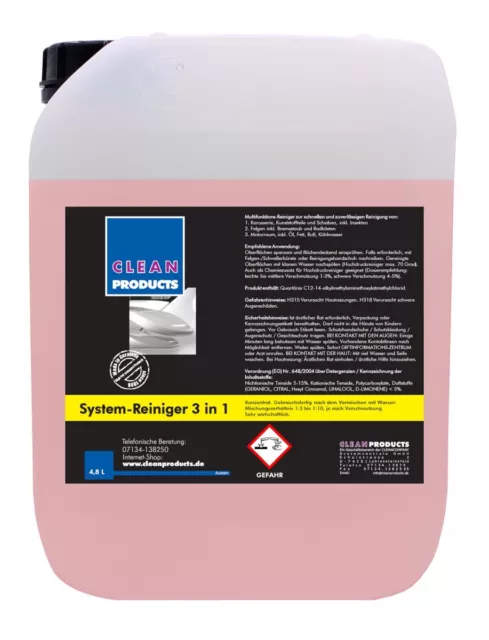 CLEANPRODUCTS Fahrzeug-Außen-Reiniger 3in1 Concentré Shampoing Préparation 4,8L