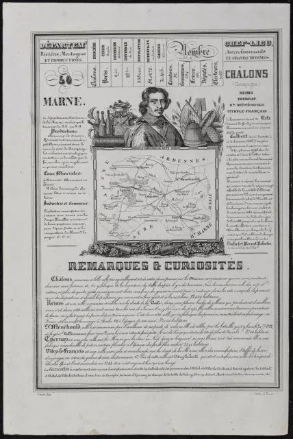 1842 - Litografia E Carta Antica - Manico & Marna - Tourville 2