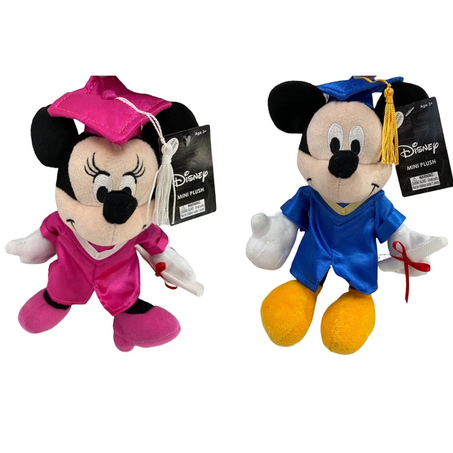 DISNEY GRADUATION Mickey Minnie Mouse Mini Plush Cap and Gown Diploma