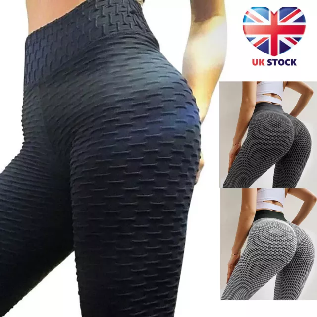 Women Anti-Cellulite Yoga Pants Push Up TikTok Leggings Honeycomb Fitness  Gym UK