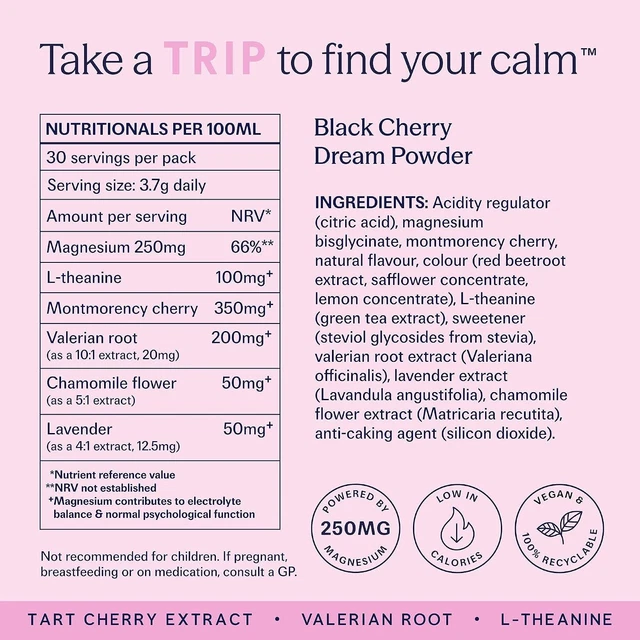TRIP DREAM NIGHT Time Powder, Magnesium Drink, Black Cherry, 30 ...