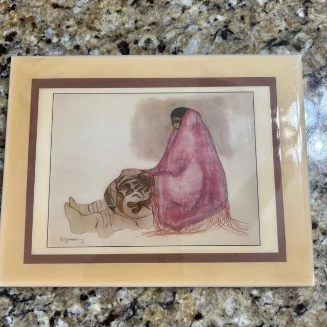 Vintage RC Gorman Ceramic Art Tile Stranding Pottery Native American Southwest