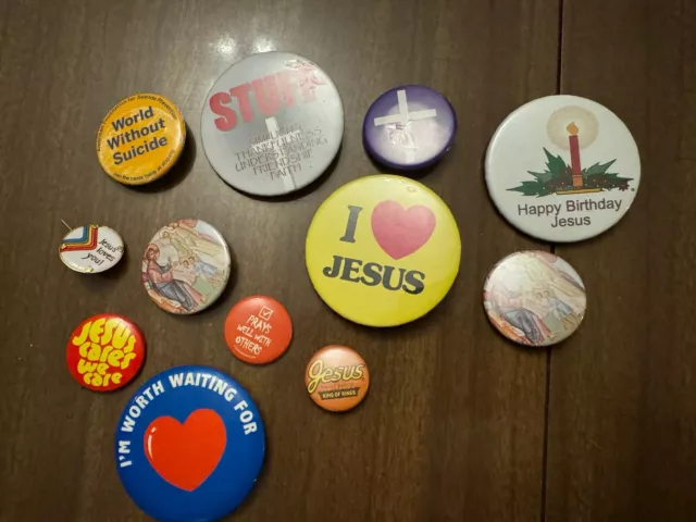 Vintage Pinback Buttons Jesus Christian Religious Lot Of 12