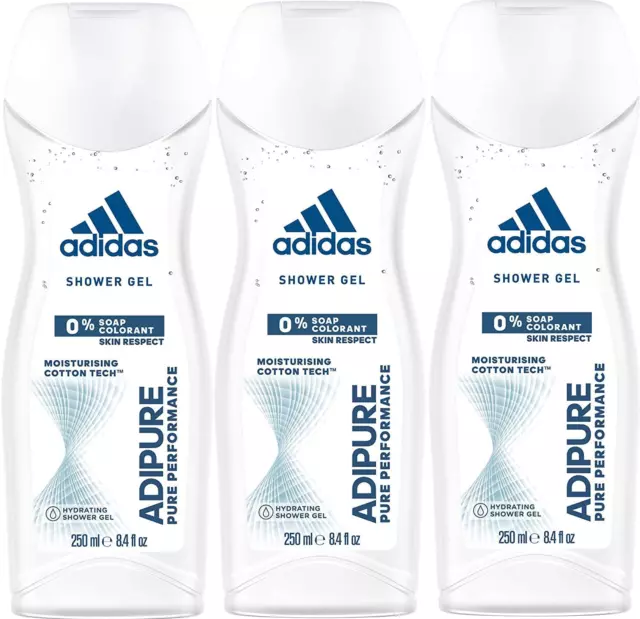 Adidas Adipure Hydrating Shower Gel Pure Performance 250ml x 3