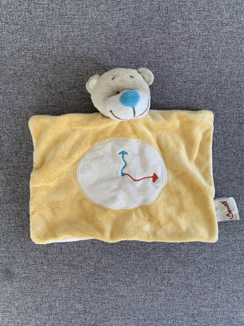 Doudou Plat Bengy Ours Jaune Bleu Gris Blanc Horloge Pendule Tbe