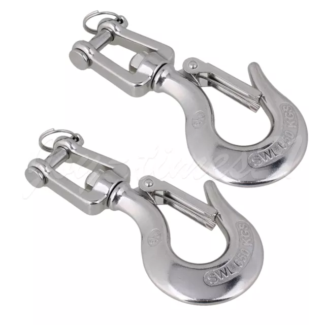 2Pcs 304 Stainless Steel Clevis Slip Hooks for Truck Transport 1433 Lbs
