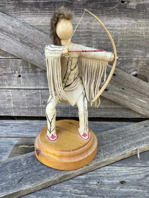 Vintage Native American Mohawk Corn Husk Doll By Steve John - Signed