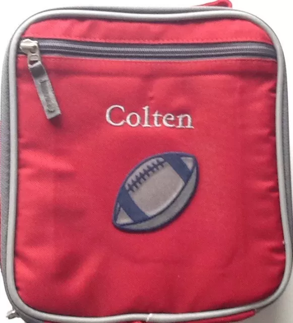 BOY ~ MONOGRAMMED COLTEN Football POTTERY BARN KIDS LUNCH BAG BOX~ NWOT