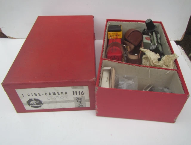 LOTE DE TRABAJO Bolex Paillard H16 caja de cámara vacía, accesorios y piezas Bolex