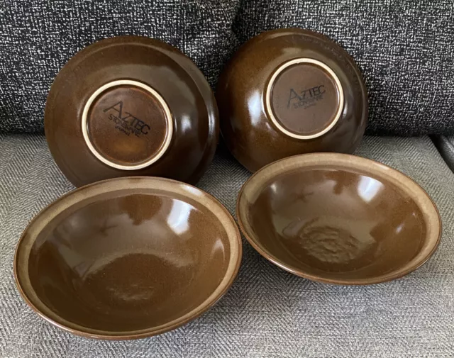 4 Vintage George Briard Aztec Stoneware  6.5” Soup Salad Bowls Vintage 70s