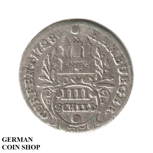 4 Chelines 1728 - Hansestadt Hamburgo - Plata