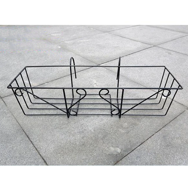 Jardinière Suspendue Pour Balcon - Gris Foncé - Dimensions 50x19x15 Cm - Capacité 14 L - Avec Plateau Et Support