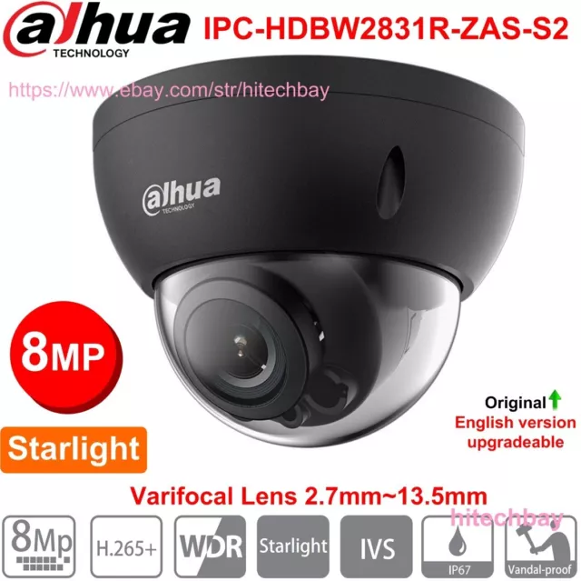 Dahua IPC-HDBW2831R-ZAS-S2 8MP 4K Varifocal 5x Zoom Starlight PoE IP Dome Camera