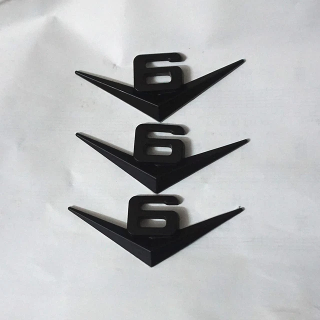 3x V6 Black Matte Metal Badge Decal Sticker Emblem Engine Hybrid V8 Edition Type