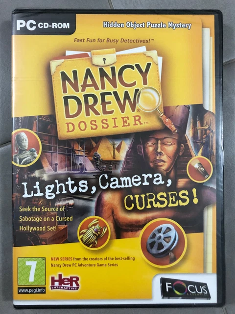 NANCY DREW DOSSIER LIGHTS CAMERA CURSES PC CD-ROM Videogame gioco puzzle mystery