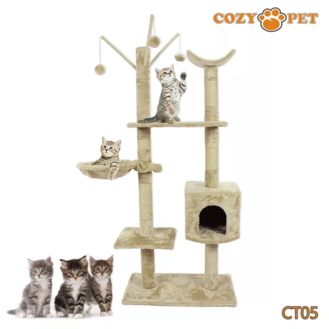 Accogliente animale domestico deluxe sisal albero per gatti graffiando post qualità alberi per gatti - CT05-beige