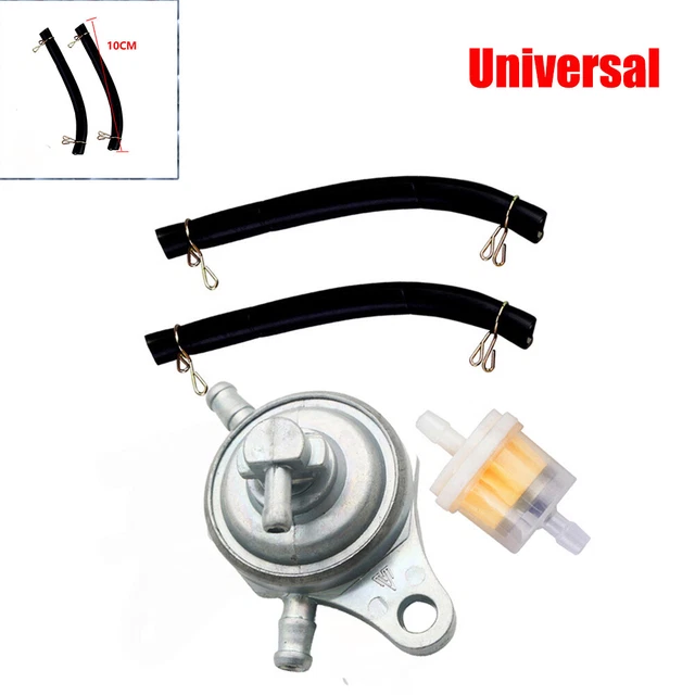 3-Port Vacuum Fuel Pump Valve Switch Petcock+ Fuel Filter 50/125/150cc Scooter