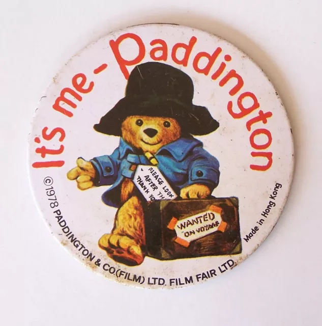 Vintage 1978 Paddington Bear & Co Film Fair Ltd Movie Souvenir Tin Pin Badge