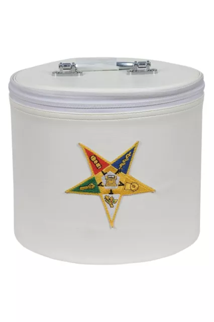 Order Of Eastern Star Fez Cap Case In White With Emblem - Gift For Him