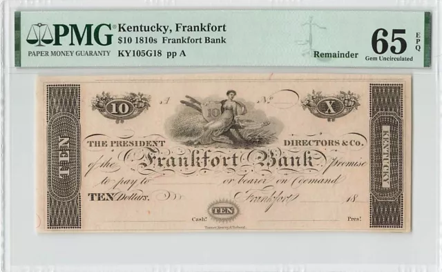 United States (Kentucky, Frankfort) 10 Dollars 1810 PMG 65 EPQ