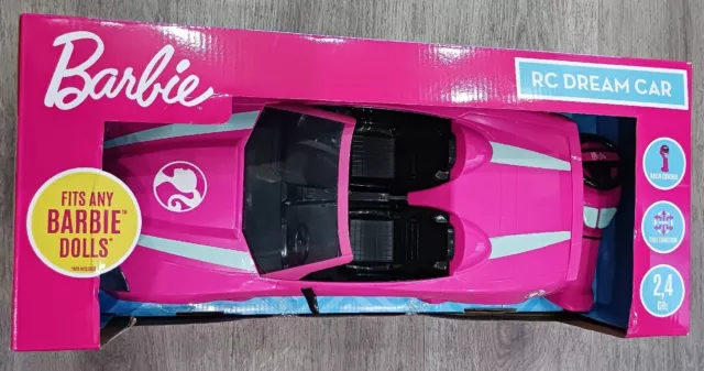 Barbie RC Dream Car Remote Control Pink with Lights. Holds 2 Barbie Sized Dolls