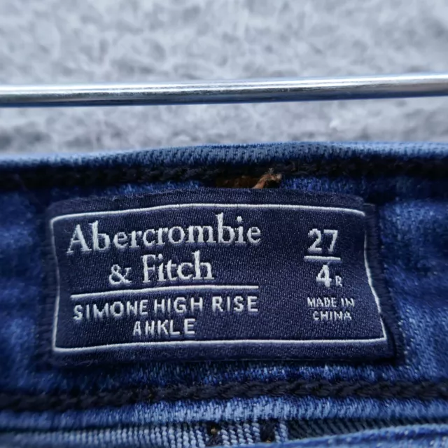 Abercrombie Fitch Womens Simone Jeans Size 27 Blue High Rise Ankle Tuxedo Stripe 3