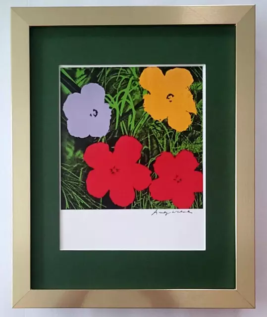 ANDY WARHOL + GORGEOUS 1980's SIGNED + FLOWERS + PRINT MATTED & FRAMED