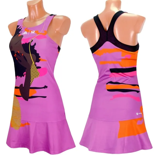 Adidas New York Tennis Kleid Set Mädchen Sport Kleid+Sport BH+Hose pink lila