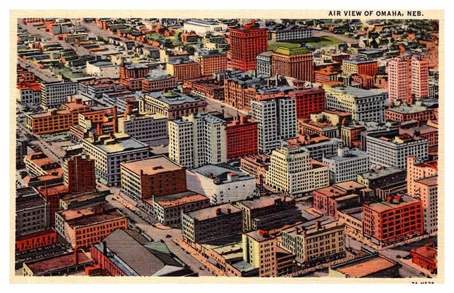 Postcard AERIAL VIEW SCENE Omaha Nebraska NE AQ8245